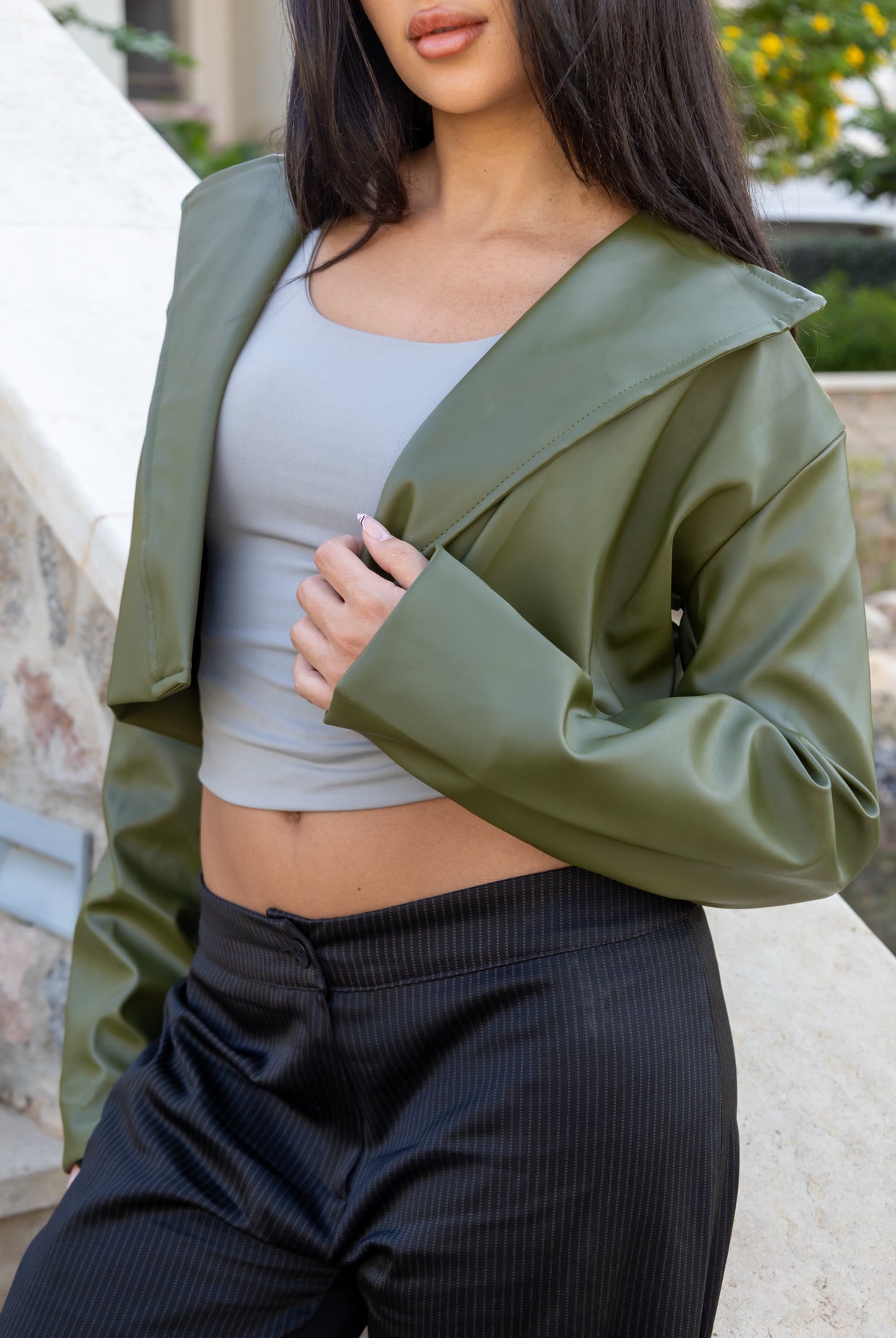 Cropped Leather Jacket