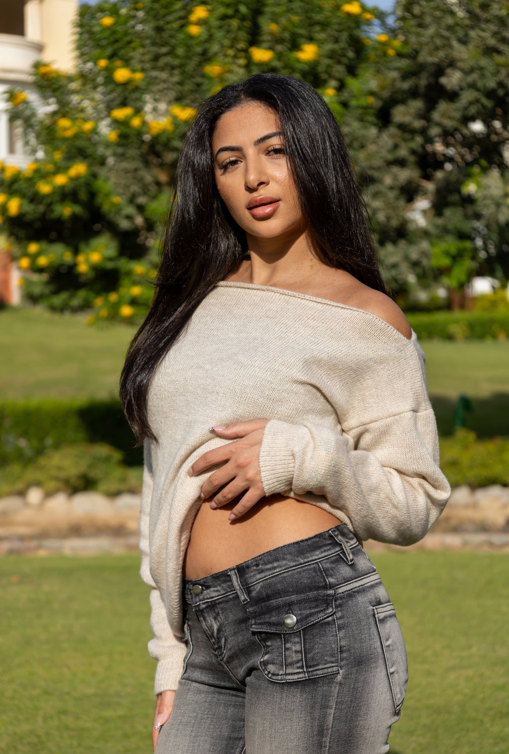 Off Shoulder Knit Sweater