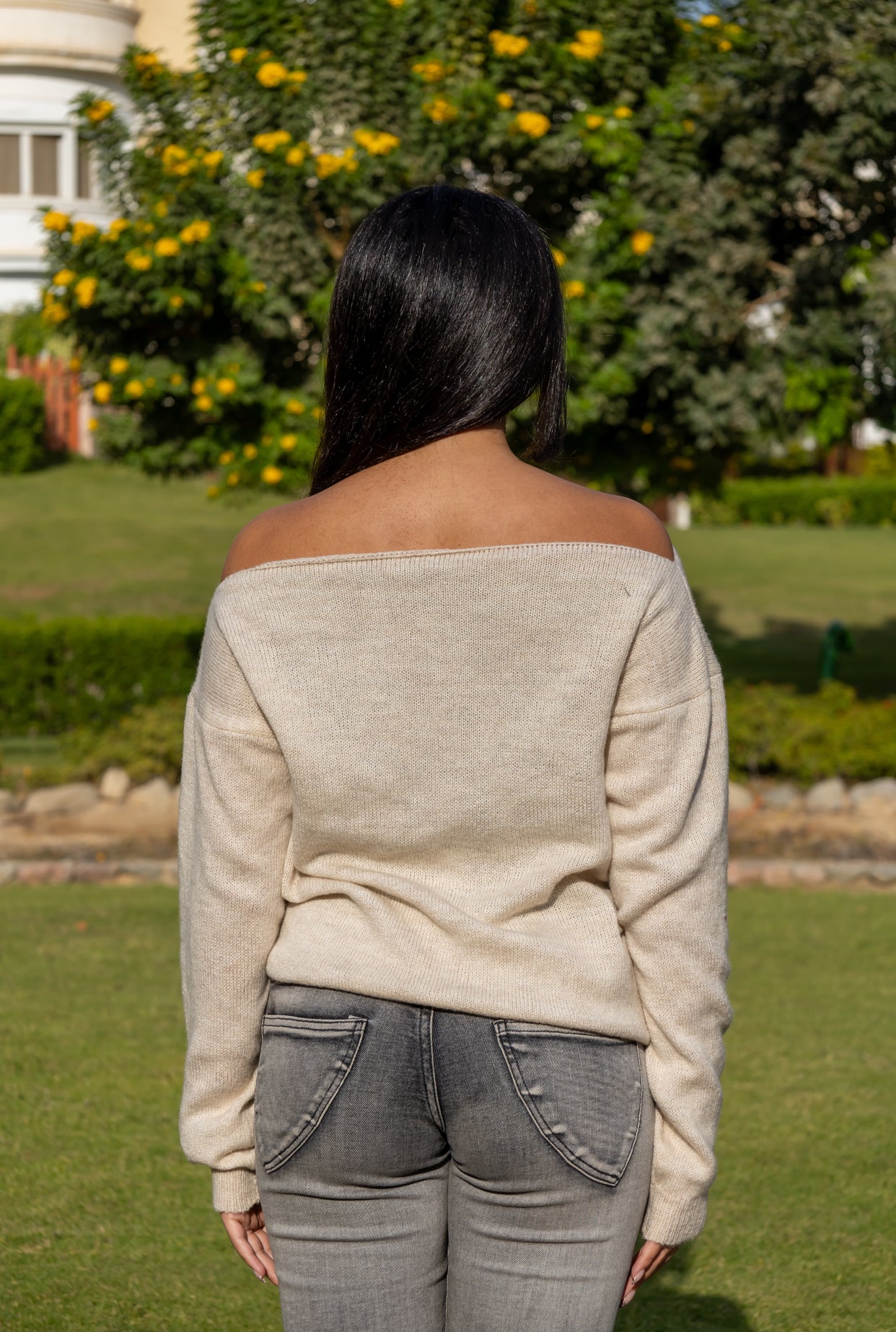 Off Shoulder Knit Sweater